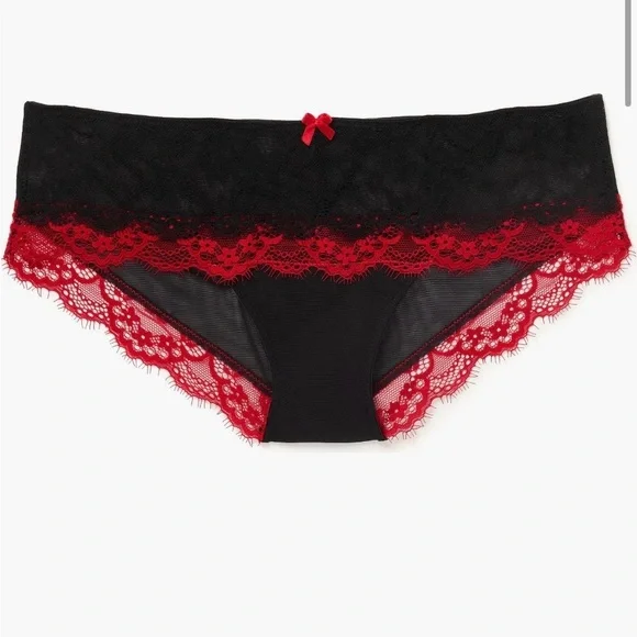 Adore Me Black and Red Lace Hipster Panty. Size XL - Picture 1 of 3